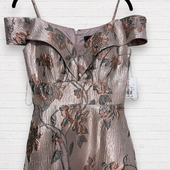 New NIGHTWAY NY Off The Shoulder Brocade 21937 Rose Ball Prom Gown Slit Formal 4 - Picture 6 of 13